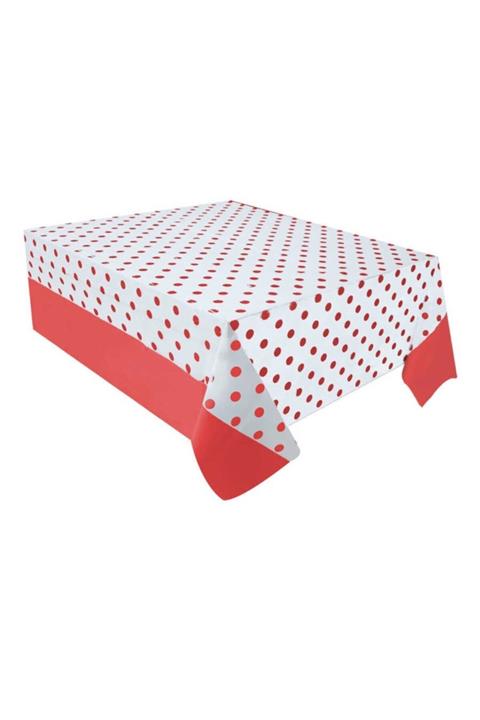 Tgr Home Puantiyeli Kırmızı Masa Örtüsü 137x182 cm