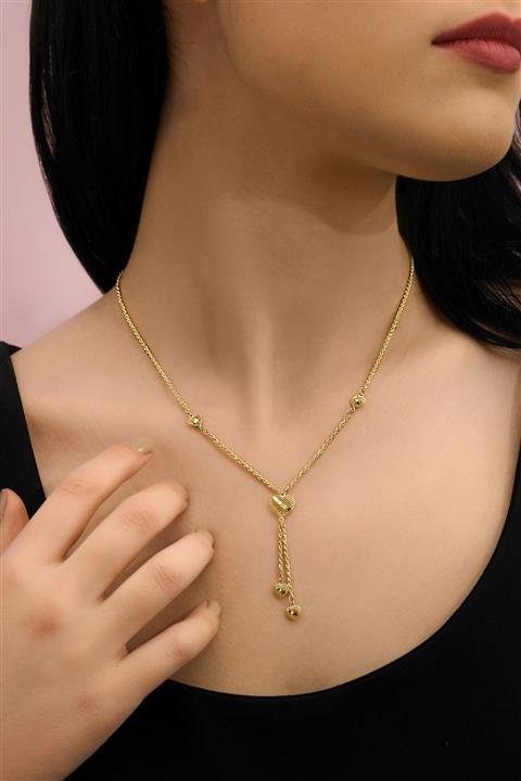 myorogold 14 Ayar Altın Kalp Motifli Halat Zincir Kolye