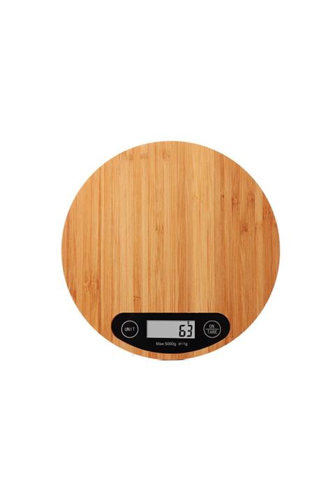 Gomax Bambu Yuvarlak Dijital Tartı Mutfak Terazisi 5kg /1gr