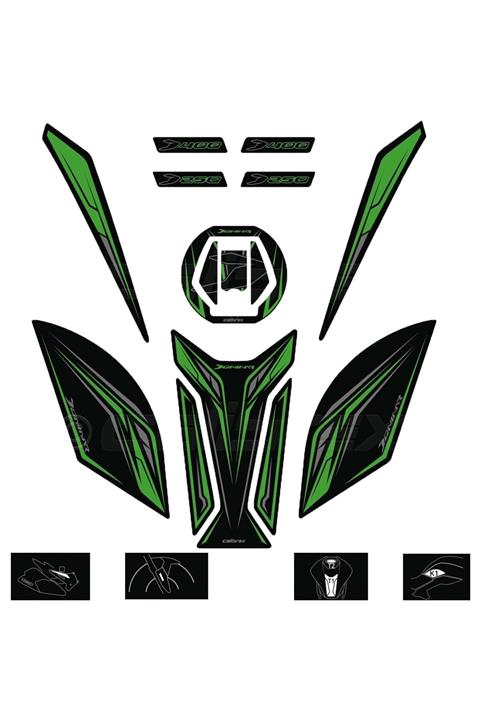 Calibrex Bajaj Dominar 250-400 Tank Pad Set - Yeşil