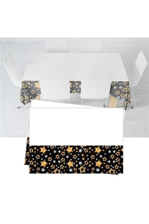 ezolan Siyah  Yıldızlar Masa Örtüsü 120x180 Cm