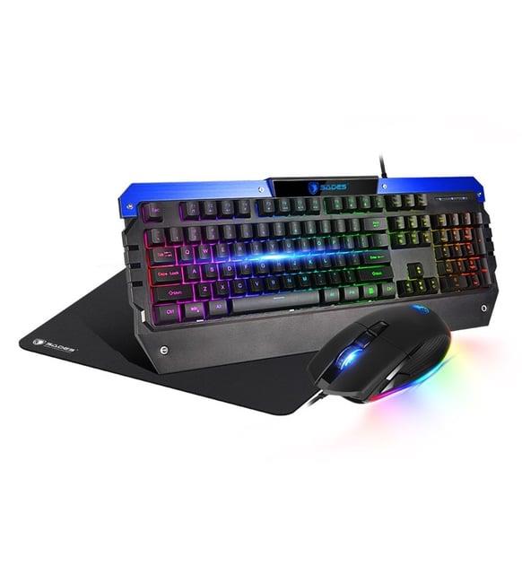 Sades Sa-d10 Battle Ram Rgb Klavye Mouse Mouse Pad Combo Gaming Oyuncu Seti - Siyah
