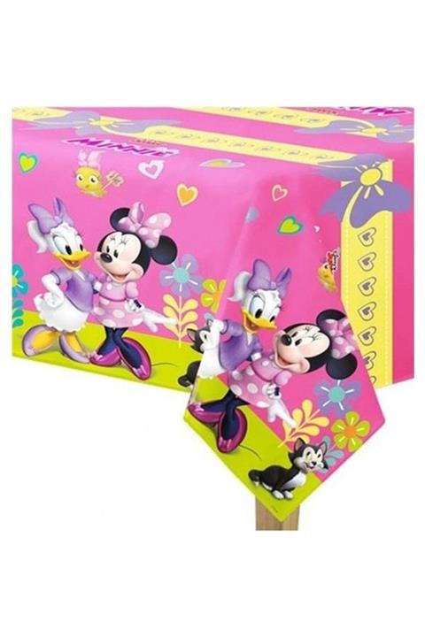 Parti dolabı Minnie Mouse Masa Örtüsü 120cm x 180cm Doğum Günü Masa Örtüsü