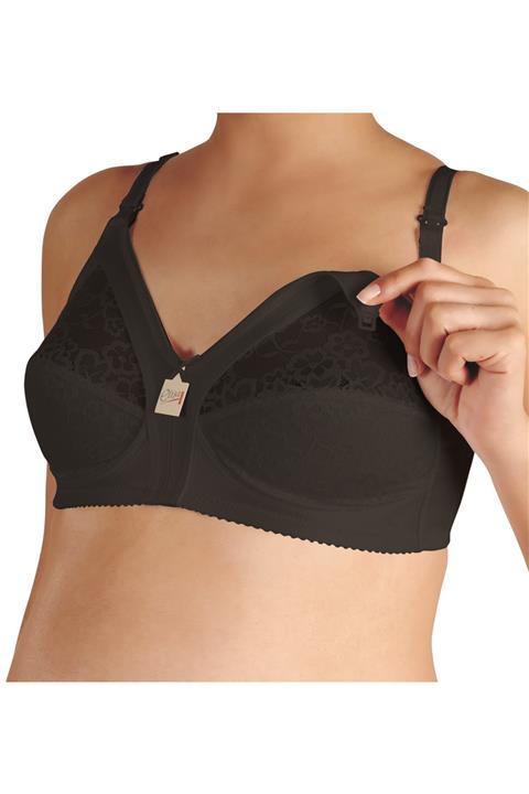 Elija Dantelli Göğüs Küçültücü C Cup Emzirme Sütyeni  / Siyah