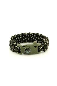 bannt Unisex Yeşil Kamuflaj Survival Paracord Bileklik