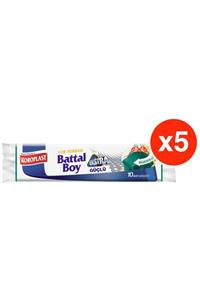 Koroplast Ekstra Güçlü Büzgülü 10lu Battal Boy Çöp Torbası X 5 Paket (72*85 Cm)