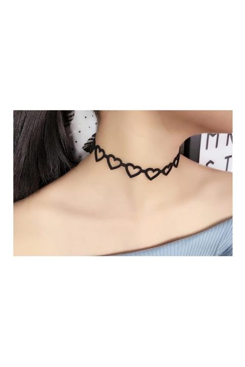 lovegame Deri Boyun Aksesuarı Choker Kalp Desenli