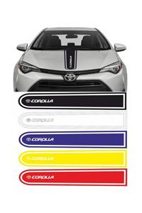 mottosticker Toyota Corolla Logolu Otomobil Ön Kaput Şeridi Kaput Sticker KIRMIZI