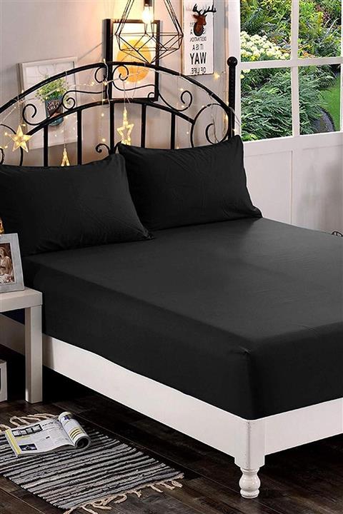 mertim ezberbozan ev tekstili Siyah Kumaş Jumbo Boy Lastikli Çarşaf Takımı 200x200