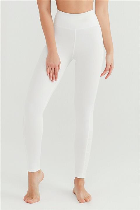 Modoo Tekstil Kadın Beyaz Likralı Düz Uzun Disko Tayt