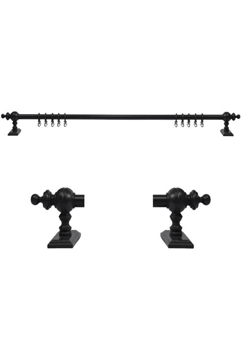 Perdejim Antrasit Raysız Ahşap Rustik Perde Askısı 175 Cm - Rustik Borusu