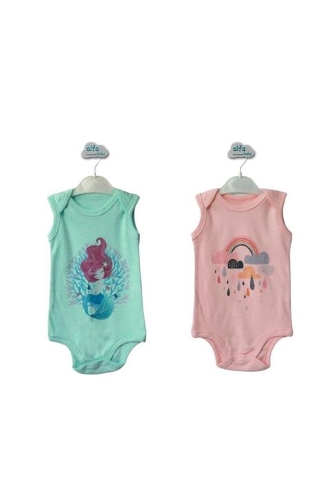Alfa Baby 2li Kolsuz Body Pembe - Yeşil