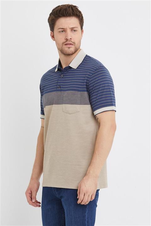 ENQUE Erkek Cepli Desenli Polo Yaka Tişört Bej