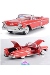 hediyecik 1:24 Chevrolet Impala Cabrio 1958 Diecast Koleksiyon Model Araba Kırmızı