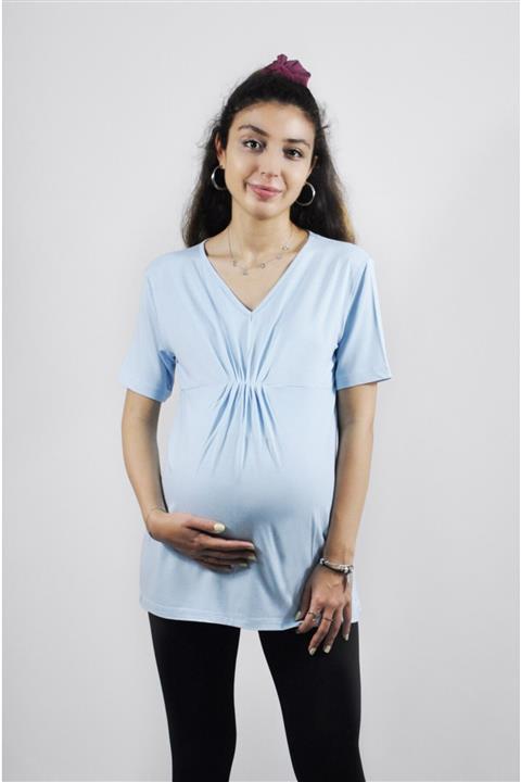 MERLİYN GİYİM Merliyn Önü Pileli V Yaka Hamile Tshirt Mr-11