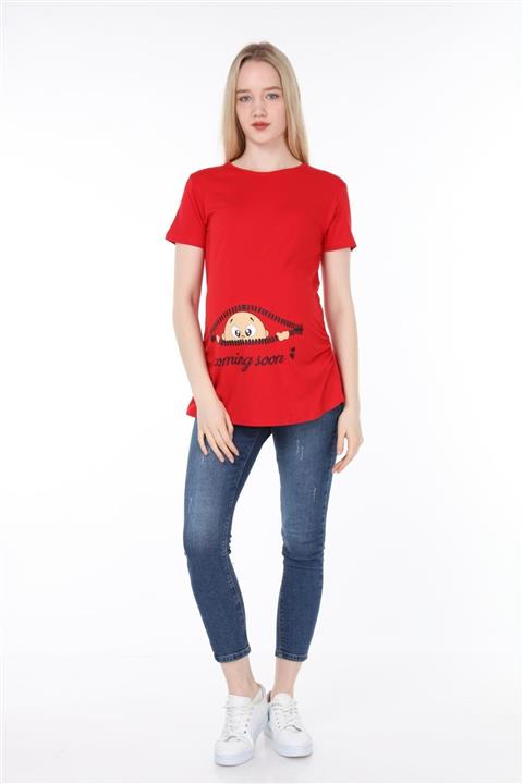 Işşıl 4473 Fermuardan Bakan Bebek Viskon Hamile Kısa Kol T-shirt