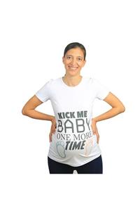 Mummy's Baby Hamile Tişört Kick Me Baby Beyaz