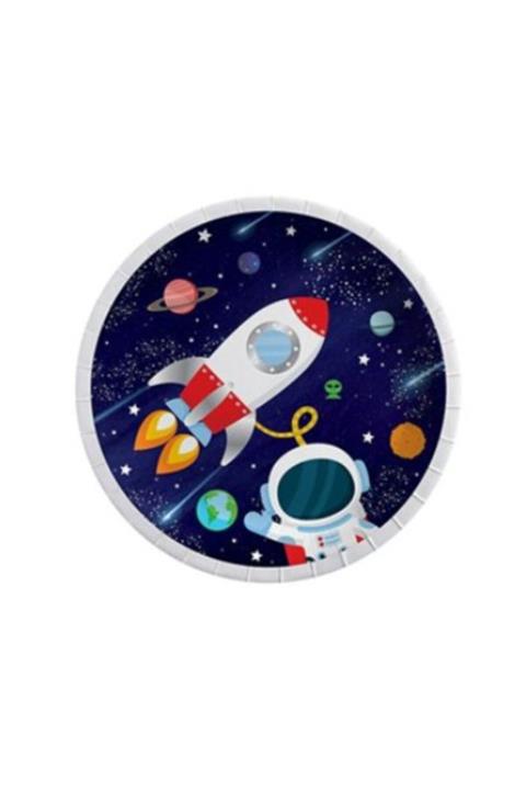 Partini Seç Kozmik Galaksi Temalı Karton Tabak Astronot Baskılı 23 Cm 8'li