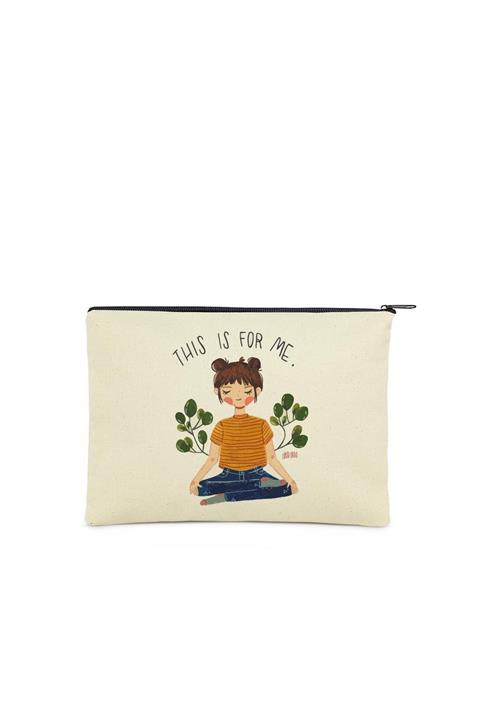 Çınar Bez Çanta Clutch This Is For Me Kanvas Makyaj Çantası