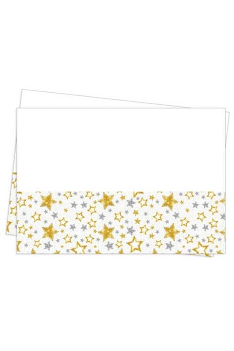 Partioutlet Gold Gümüş Yıldızlı Masa Örtüsü