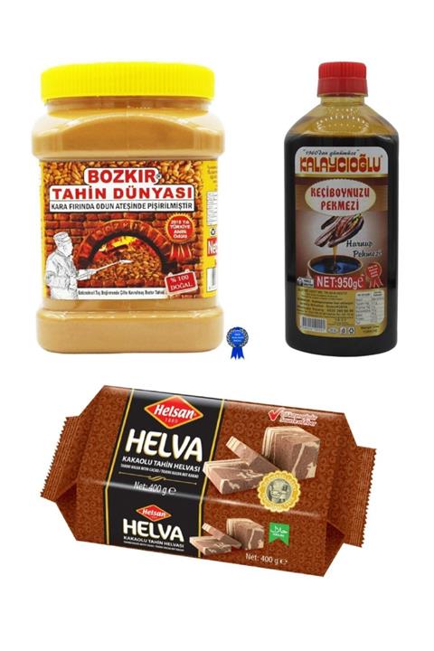 Belde Dere Kalaycıoğlu Kepeksiz Bozkır Tahin Dünyası 935 gr + Helsan Glikozsuz Kakaolu Helva 400 gr + Kalaycıoğ