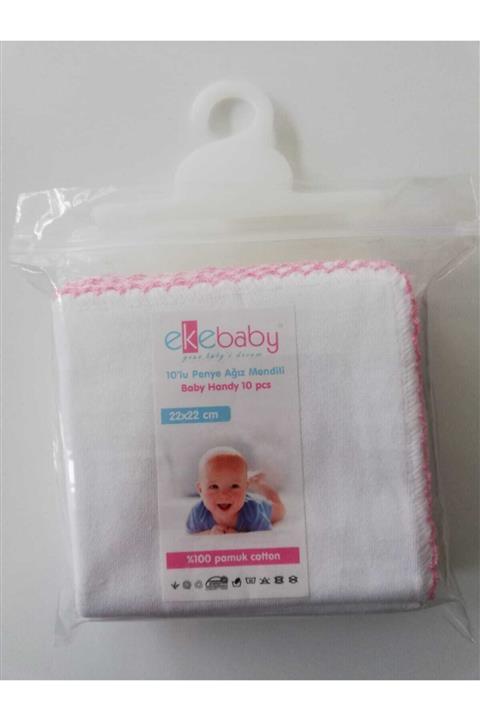 Ekebaby Pamuk 10lu Penye Ağız Mendili 22x22 5 Renk