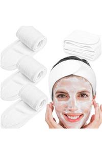 Nevateks Tekstil Wellsoft Etrafı Biyeli Cırt Bantlı Beyaz Kozmetik Kuaför Spor Spa Makyaj Saç Bandı 63x10 cm
