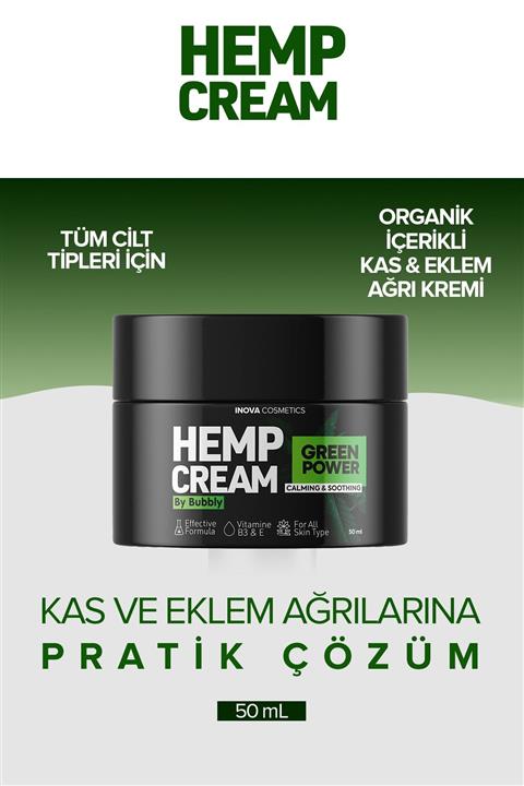 Hemp cream by Bubbly Kenevir Yağlı Ağrı Ve Masaj Kremi