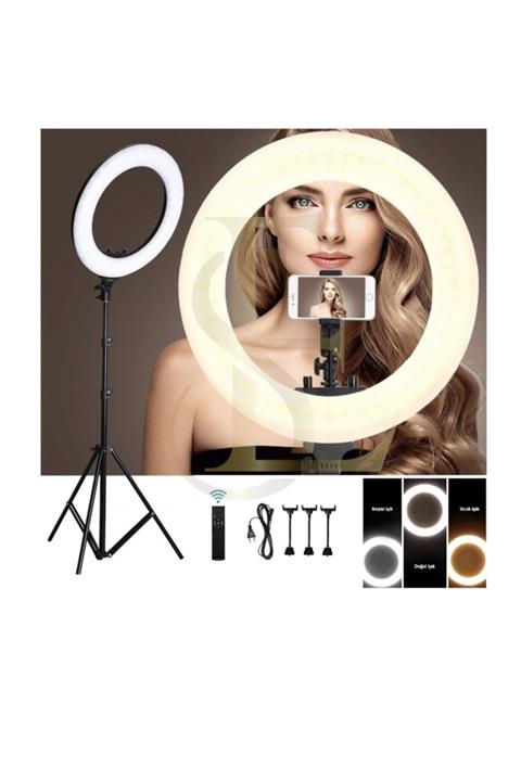 EN SİGA Youtuber Makyaj Güzellik Kauför Ring Lıght 18 Inç Kumandalı 2.1 Mt.tripod