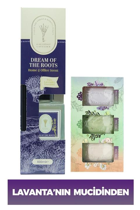 Dr. Lavender Çubuklu Lavanta Oda Kokusu 100 Ml + 3'lü Aile Sabunu Zeytin Yağlı, Papatya, Keçi Sütlü