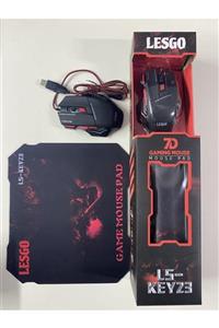 LESGO X7 Işıklı Oyuncu Mouse+ Mousepad Kırmızı