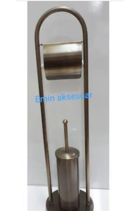 Defne Paslanmaz Ayaklı Tuvalet Kağıtlık Ve Klozet Fırçası Antik