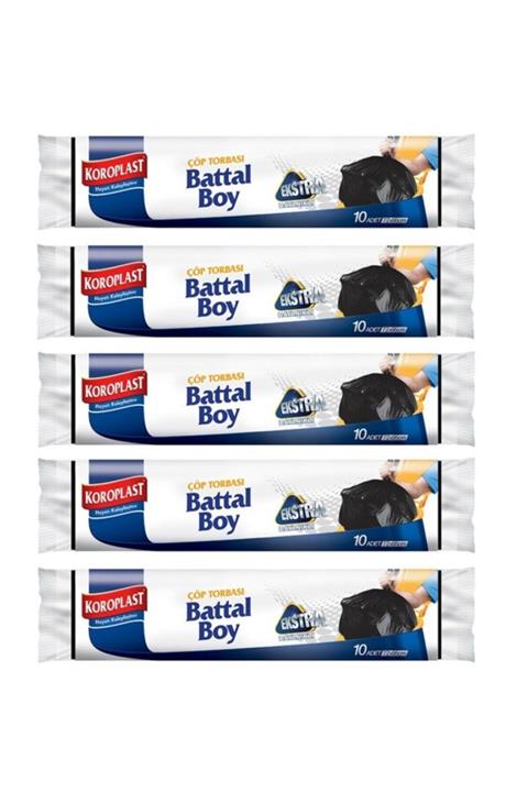 Koroplast Ekstra Güçlü 10lu Battal Boy Çöp Torbası X 5 Paket (72X95CM)