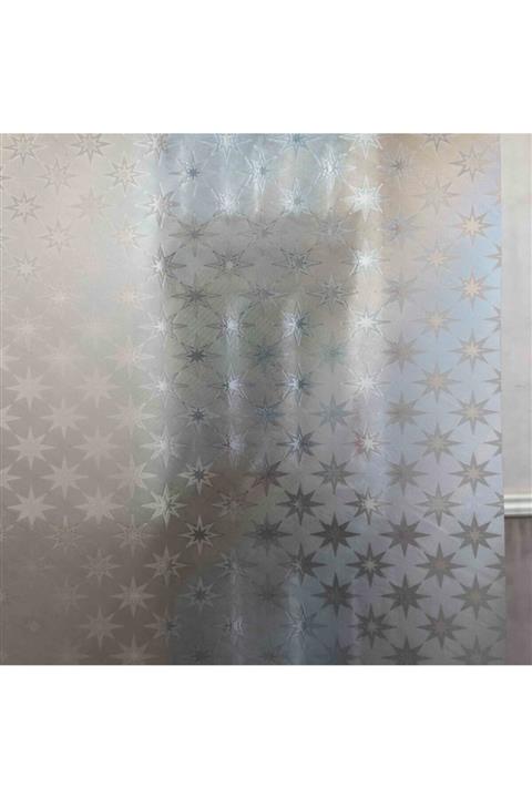 Örtücüm 45 Cm X 9 Metre Buzlu Statik Kumlama Cam Folyo Ev Ofis Duşakabin Yıldız Desenli Cam Filmi