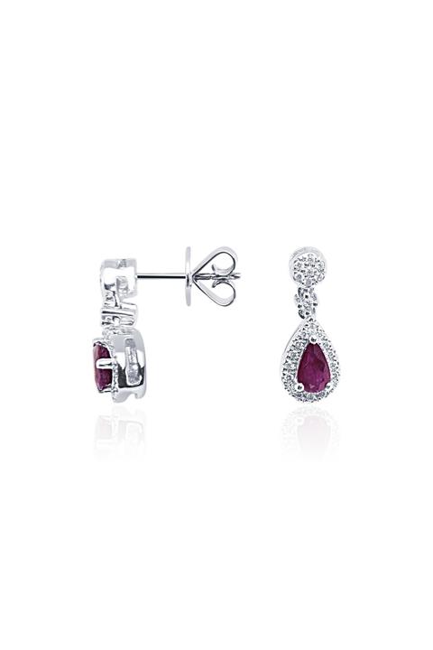 Diamond LineGülaylar 1,11 Karat Pırlanta Yakut Küpe