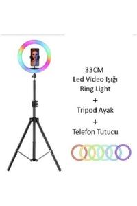 Asfal Rgb Çok Renkli Led Make Up Selfie Işığı 210 Cm Tripot Selfie Çubuğu Tiktok Işığı 13 Inç (33 cm)