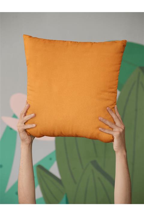 NarHomes Çift Taraflı Dekoratif Kırlent Kılıfı Düz Renk 43x43 Cm (turuncu)
