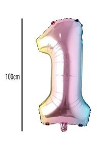 Aşkın Parti Evi 1 Rakamı Renkli Folyo Balon
