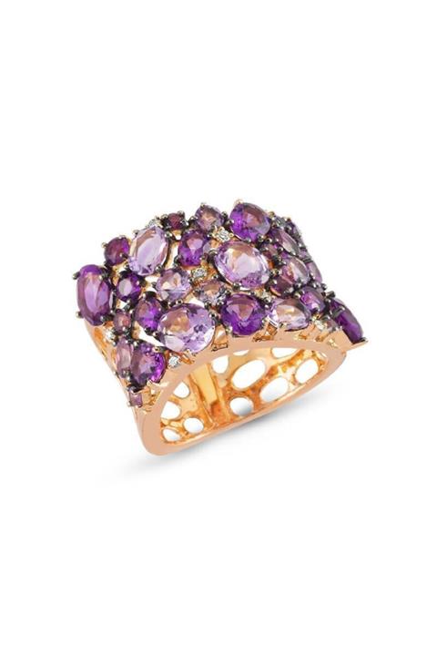 Altınbaş Kadın Pırlanta Ametist Topaz Yüzük