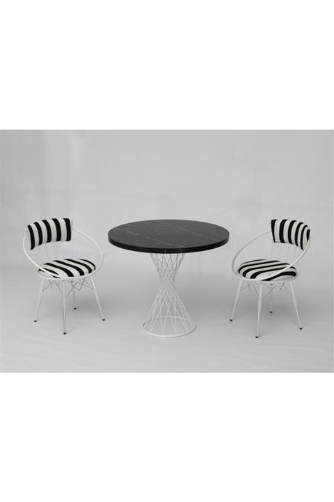 BY ORHAN GÜZEL Uzay Ment Black White Salon Masa Takımı