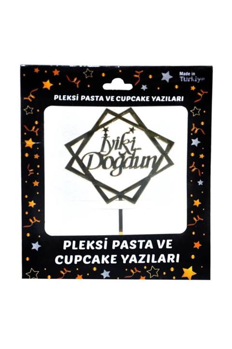 Kelebek Oyuncak İyiki Doğdun Pleksi Pasta Süsü - Gold