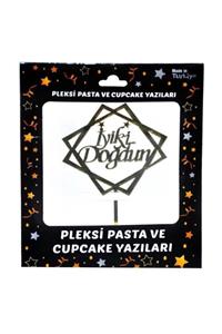 Kelebek Oyuncak İyiki Doğdun Pleksi Pasta Süsü - Gold