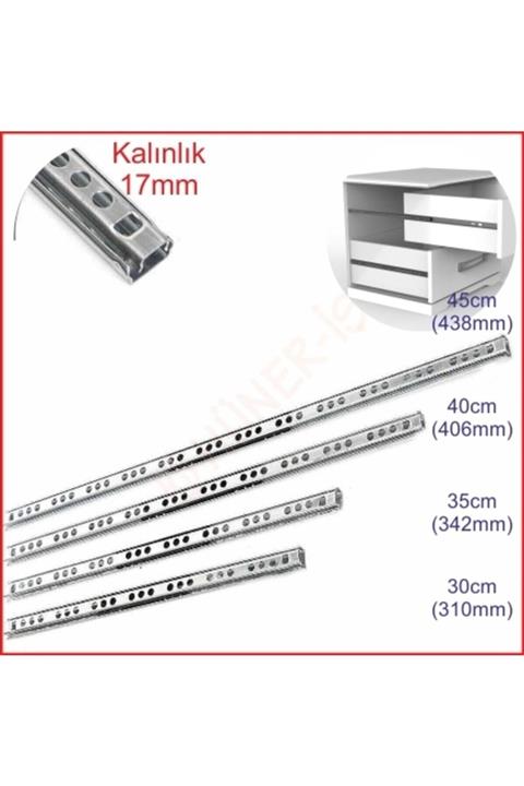 SAMET 17mm 40cm Teleskopik Ray Çekmece Kızağı Çekmece Rayı (17X406)