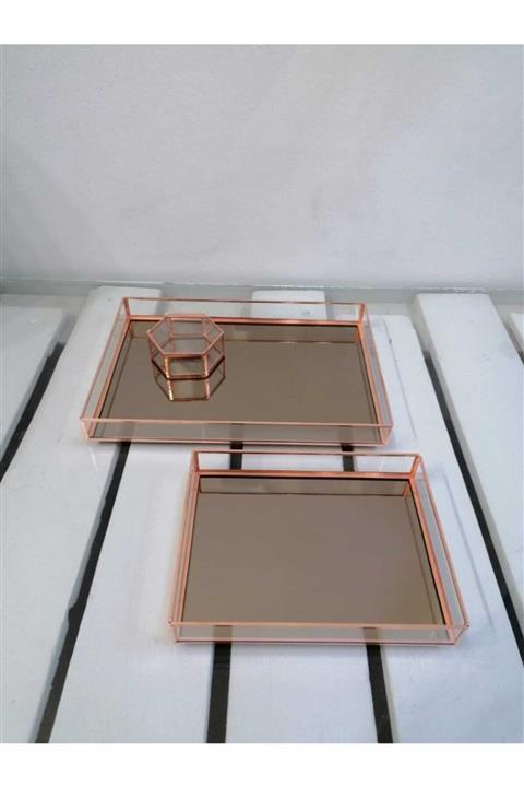 RESİTAL Bronz Aynalı Söz Tepsi Takımı 0033