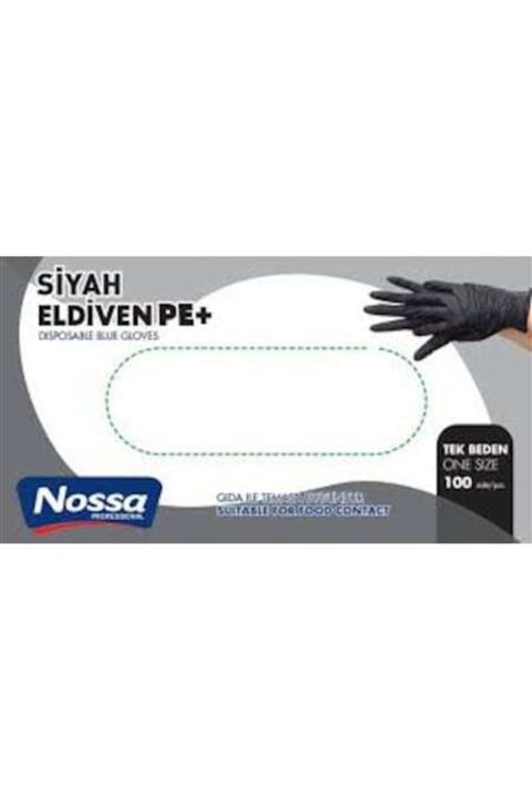 NOSSA Pudrasız Siyah Kalın Poşet Eldiven 100 Adet
