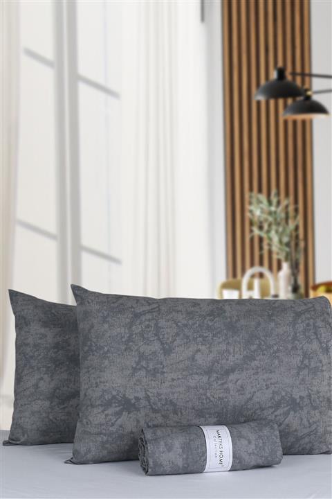 Makteks Home Battal Boy Çift Kişilik %100 Pamuklu Fitted Lastikli Çarşaf Takımı Koyu Gri 180×200cm