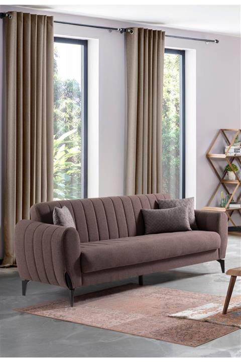 ipek mobilya Lorenzo 3'lü Kanepe ( Kahverengi )