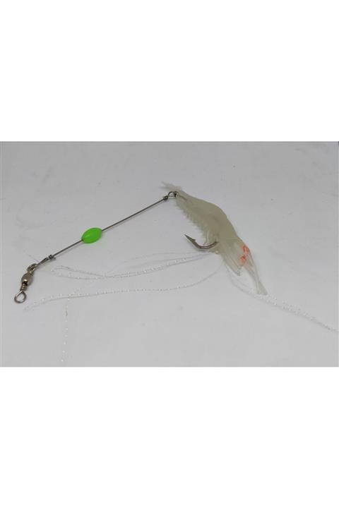 SAZAN RİG Karides Shrimp Glow Sahte Silikon Balık Yemi Fosforlu Kancalı 7.5 Cm 5.5 Gr