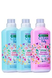 Green Clean Baby Çamaşır Deterjanı 1 lt. + Çamaşır Deterjanı 1 lt + Yumuşatıcı 1 lt. 3'lü Set