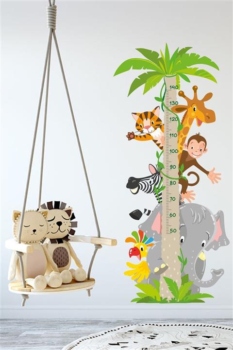 Piksel Grafik Safari Hayvanlar Boy Ölçer Sticker